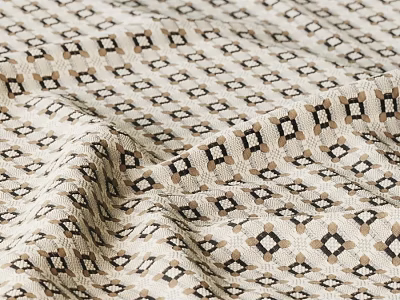 Beige Fabric With Geometric Pattern Black Brown Motifs And Soft Texture 3d model