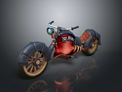 Vintage Unique Motorcycle Design With Red Body Black Tires And Classic Headlight 3d model