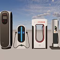 Multiple Electric Vehicle Chargers With E POWER Display And Different Designs