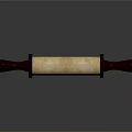 Ancient Scroll with Animal Themed Textured Paper and Brown Wooden Handles
