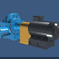 Industrial Equipment With Blue Pump Unit Grey Motor And Yellow Coupling Base