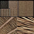 Various Woven Architectural Components With Wooden Frames And Intricate Grille Designs