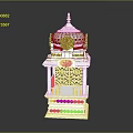 Silver Ornate Architectural Structure With Detailed Decorative Carvings Multi layered Design And Domed Top
