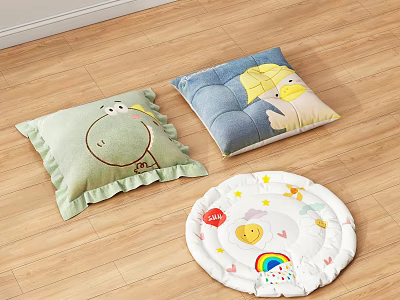 Cute Decorative Pillows With Dinosaur Blue Cartoon And Rainbow Star Designs 3d model
