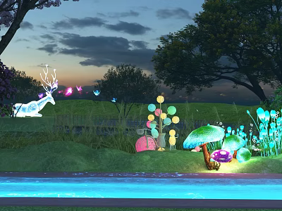 modern decorative lamp luminous plant 3d model