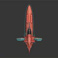 Futuristic Red And Teal Water Vehicle With Streamlined Design And Transparent Cabin
