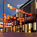Traditional Chinese Lanterns Hanging In Interior Corridor With Colorful Designs Various Styles And Wooden Frames