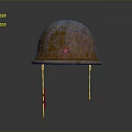 Vintage Rusted Steel Helmet With Yellow Star Against Gray Background