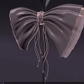 Delicate Decorative Ornament Set With Pink Bowknot Design Black Stand And Tassel Details