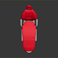 Red Upholstered Dental Chair With White Base And Headrest For Clinic Use