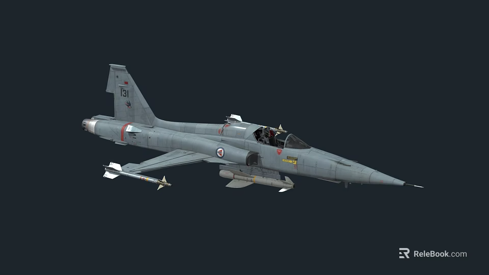 Military Gray Fighter Jet Featuring Pilot in Cockpit And Wing Mounted Missiles 3d model 
