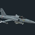 Military Gray Fighter Jet Featuring Pilot in Cockpit And Wing Mounted Missiles