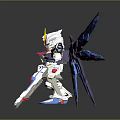 Gundam Model Figure With Blue Purple Wings White Body And Red Yellow Details