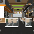 Modern Restaurant Interior Design With Wooden Decor Menu Boards And Seating Arrangement