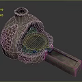Decorative Ornament Set Featuring Brick Structure Frying Pan Flame Effect And Stone Base