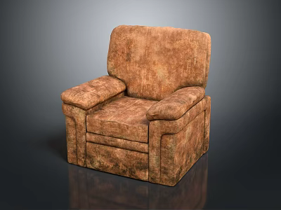 Classic Style Brown Fabric Upholstered Single Seater Armchair With Comfortable Backrest And Armrests 3d model