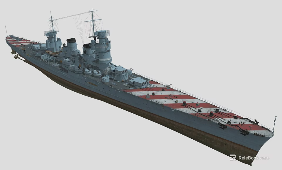 Battleship Showcasing Historic Naval Architecture With Turrets Masts And Deck Layout Features 3d model 