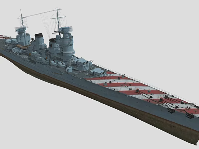 Battleship Showcasing Historic Naval Architecture With Turrets Masts And Deck Layout Features 3d model