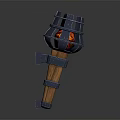 Elegant Sports Equipment Torch With Wooden Metal Cage Frame And Burning Flame