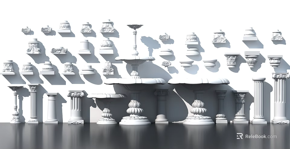 Classical Roman Columns Featuring Decorative Architectural Elements And Design Variations 3d model