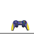 Electric Toy Game Controller With Purple Body Yellow Grips And Colorful Buttons