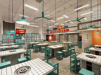 Industrial LOFT Hot Pot Shop 3d model