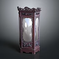 Traditional Chinese Wooden Lantern Set With Ornate Carved Frame Clear Glass Panels And Classic Design