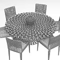 Modern Woven Round Dining Table Set With Six Chairs Stylish Design