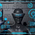 Virtual Reality Holographic Interface With Interactive Touch And Future Tech Elements