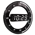 Digital Round Wall Clock with Black Frame and Numbered Minute Markings for Time 3d model