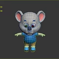 Cute 3D Cartoon Koala Game Movie Character White Body Pink Ears Blue T shirt Brown Shorts