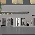 Modern Clothing Store Featuring Stylish Window Display Mannequins Green Plants And Glass Door