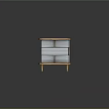 Modern TV Stand With Wooden Top And Woven Drawers On Wooden Legs