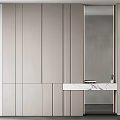 Elegant Modern Minimalist Bathroom Cabinetry With Marble Countertop Wall Mirror And Storage
