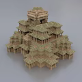 Ancient Architecture Multi Tiered Structure With Intricate Design Traditional Roof And Balconies