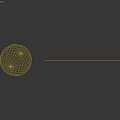 Black Marble Sphere With Black Marble Walls And Golden Lines Decoration