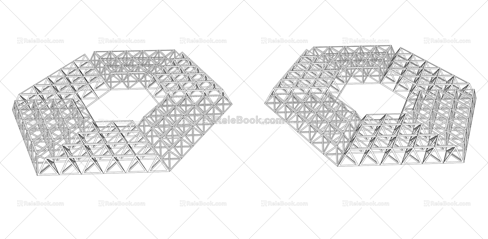 Modern steel grid frame 3d model