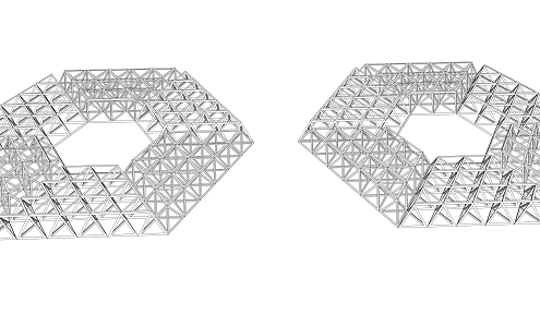 Modern steel grid frame 3d model