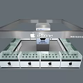 Apple iPhone Retail Kiosk in Mall with Glass Display Cases and Logo