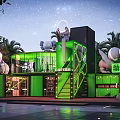 modern container catering building 3d model