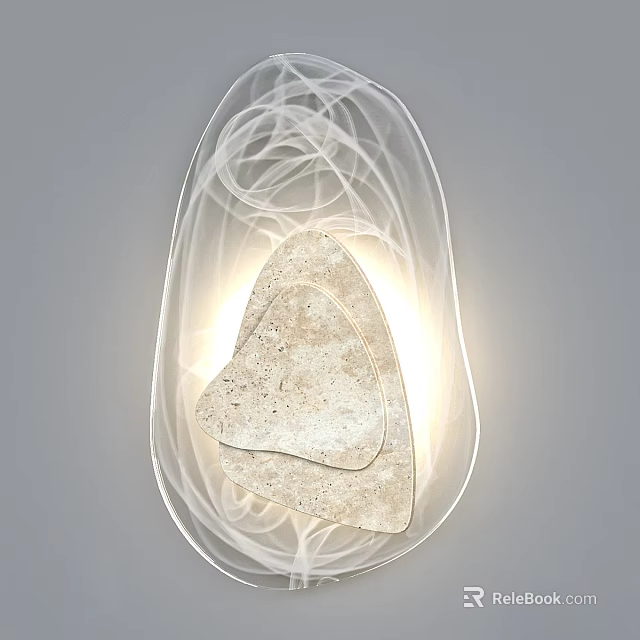 Contemporary Wall Lamp Featuring Transparent Frame And Layered Stone Design With Warm Light 3d model 