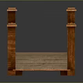 Wooden Arch Bridge With Curved Structure And Decorative Wooden Railings