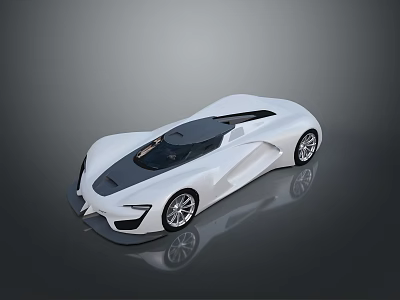 White Sleek Modern Supercar with Futuristic Aerodynamic Body Black Roof and Alloy Wheels 3d model