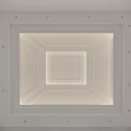 Modern White Interior Ceiling Design with Layered Panels and Recessed Lighting 3d model