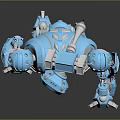 Blue Mechanical Robot 3D Model With Detailed Limbs And Components