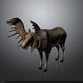 Realistic Moose Figurine With Large Antlers And Textured Body Standing On Dark Surface