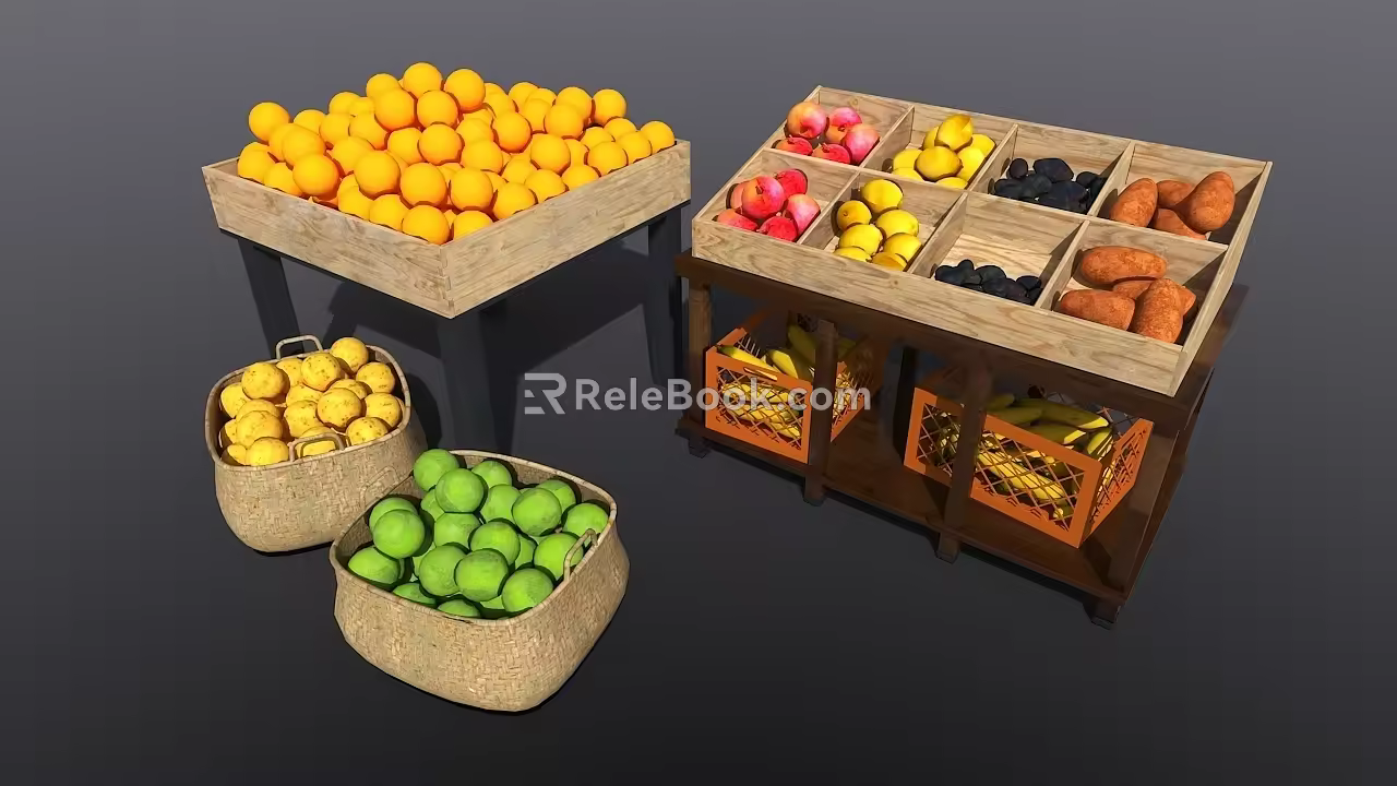 Fruit stand shelf 3d model