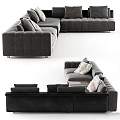 Modern Gray Sectional Sofa With Plush Fabric Cushions And Modern Design Elements 3d model