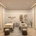 Beauty Salon Treatment Room Interior With Treatment Beds Stools Posters Shelves And Equipment