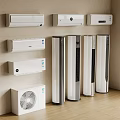 Assorted Air Conditioners and Fans Including Wall Mounted Standing and Tower Models 3d model